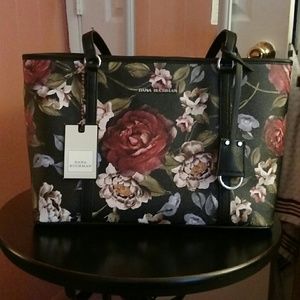 Dana Buchman black floral tote